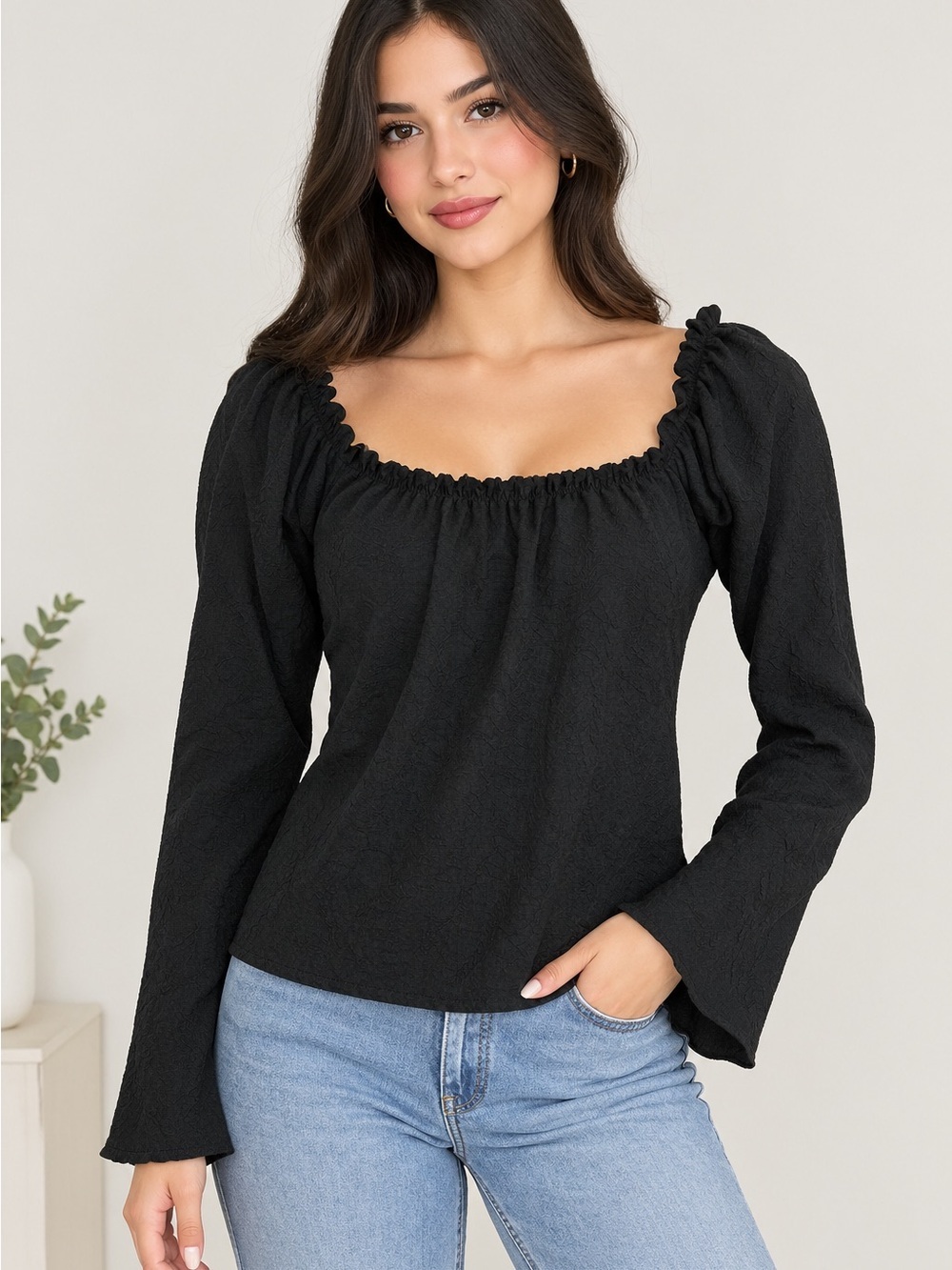 Light before dark Women’s Long Sleeve Black Top Jr size L